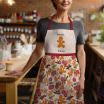 Delantal Acogedores Navidades Cocina de Gingerbread Man Gra<br><div class="desc">Este diseño festivo fue creado con mis dulces galletas inspiradas en el Escandinavia en forma de pan de jengibre, un árbol de Navidad, y una estrella rodeada de cítricos, especias secas, vegetación y bayas que evocan la sensación de una cálida cocina de cabaña en la abuela llena de aromas de...</div>