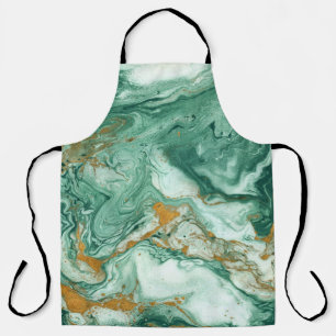 Delantal Acrílico verde dorado: arte de textura de mármol.