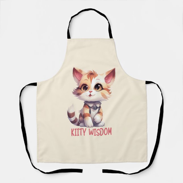 Delantal Actitud de gato despreocupada - Diseño felino lúdi (Anverso)