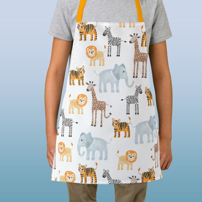 Delantal Acuarela animal de Safari Cute (Cute safari animal art apron)