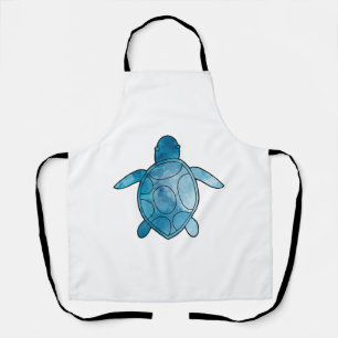Delantal Acuarela azul de la tortuga marina