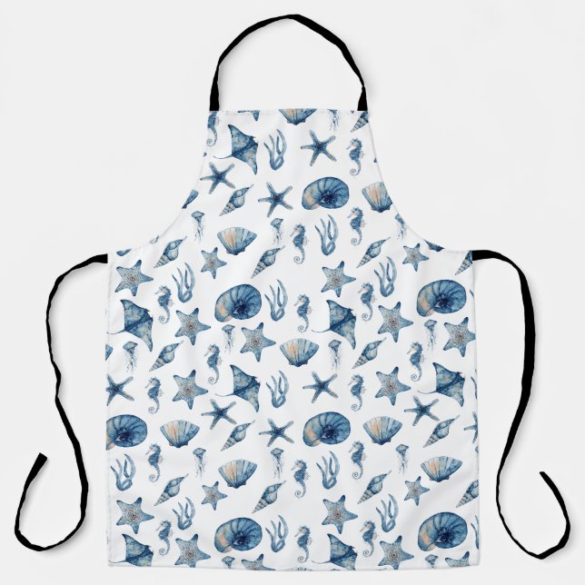 Delantal Acuarela bajo el patrón marino (Anverso)
