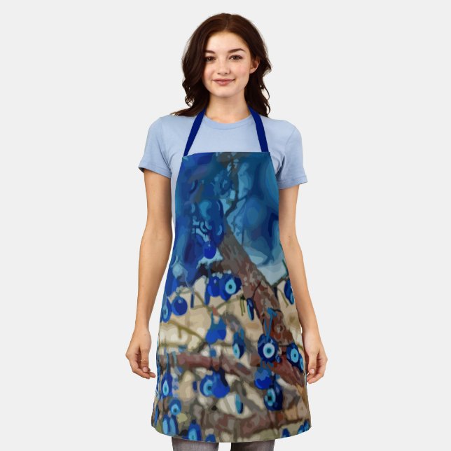 Delantal Acuarela de árbol decorada con nazares (Gastado)