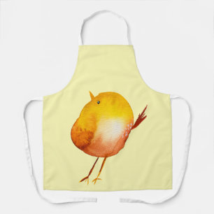 Delantal acuarela de ave amarilla suave