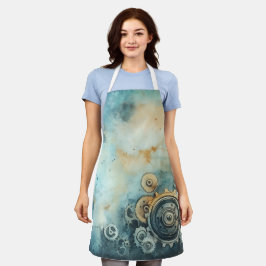 Delantal Acuarela de engranajes de vapor - Trabajo de reloj