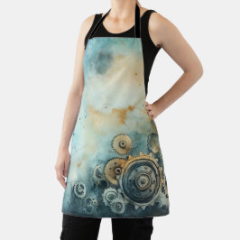 Delantal Acuarela de engranajes de vapor - Trabajo de reloj