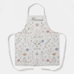 Delantal Acuarela de flor silvestre de nombre personalizado
