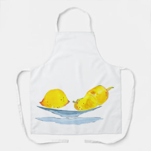 Delantal Acuarela de fruta amarilla de los lemones