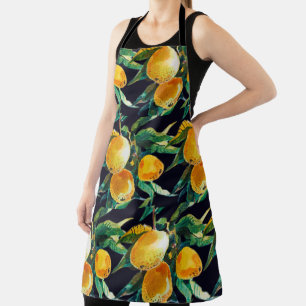 Delantal Acuarela de Fruta Naranja Arte de Cítricos Frescos