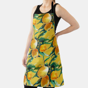 Delantal Acuarela de Fruta Naranja Arte de Cítricos Frescos