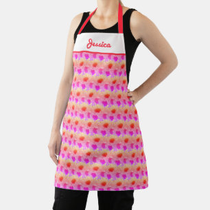 Delantal Acuarela de girasol Floral Neón rosa personalizado