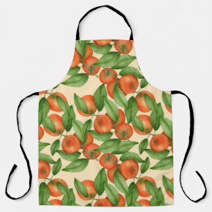 Delantal Acuarela de mandarina, patrón de fruta sin costura