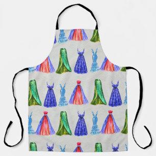 Delantal acuarela de moda, patrón de vestidos a mano.