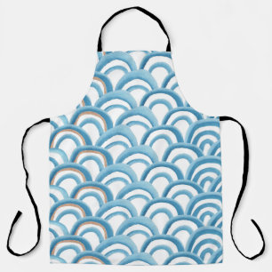 Delantal Acuarela de olas azules, pintura sin costura.