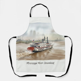 Delantal Acuarela del barco de vapor del río Mississippi Nu