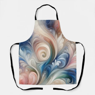 Delantal Acuarela Fantasía Pastel Floral Azul & Crema