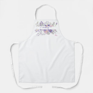 Delantal Acuarela floral personalizada rosa y púrpura