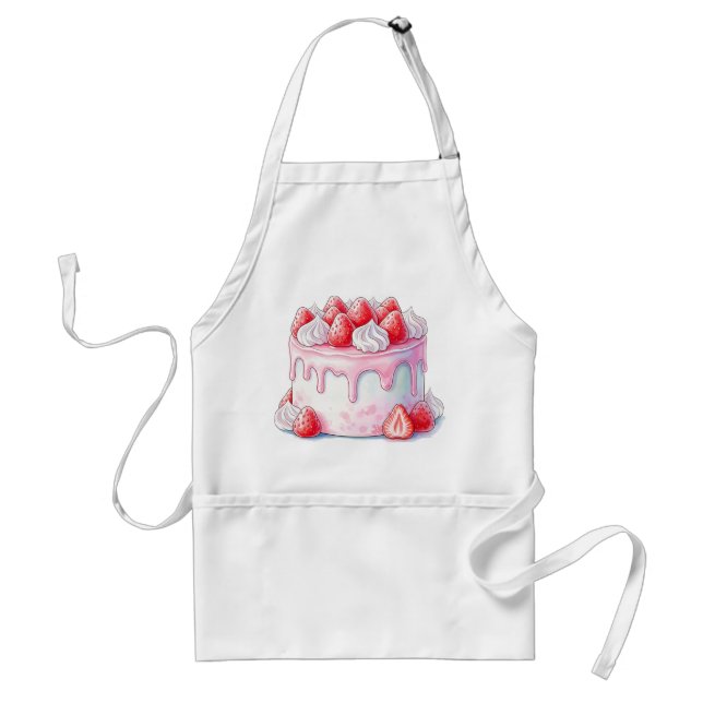 Delantal Acuarela Fresa Pastel de pasteles Lover Chef Regal (Frente)