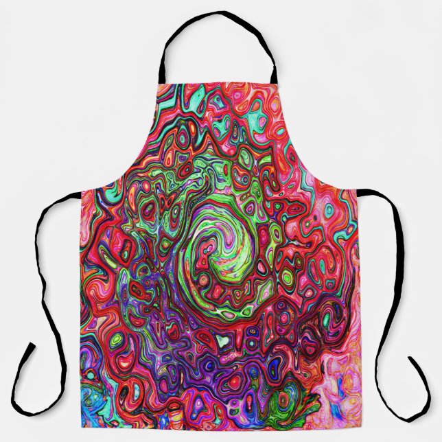 Delantal Acuarela Groovy Rojo Resumen Remoto Líquido Swirl (Anverso)