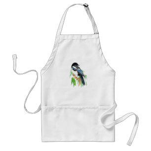 Delantal Acuarela Magpie Jardín Aves Aves Aves Fans