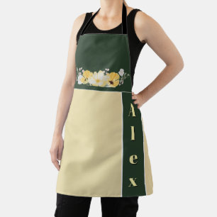 Delantal Acuarela moderna flores coloridas y personaliza