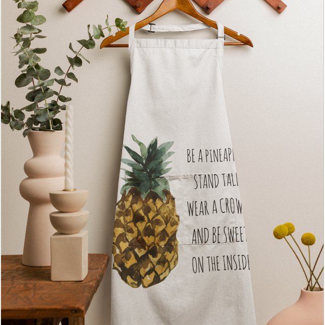 Delantal Acuarela moderna piña y cita graciosa positiva (Subido por el creador)