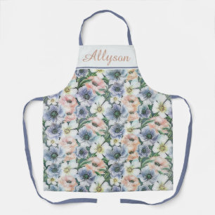 Delantal Acuarela suave manzana floral pastel