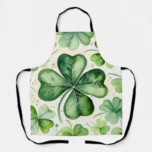 Delantal Acuarela Trébol de Cuatro Hojas Suerte Shamrock Ir