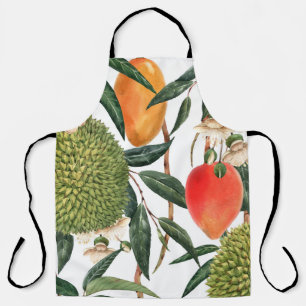 Delantal Acuarela tropical durión, patrón de mango.