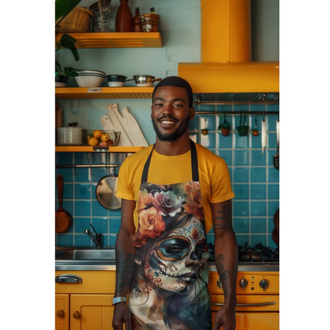 Delantal Acuarela vibrante Dia de los Muertos Catrina (Subido por el creador)