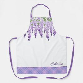 Delantal Acuarela Wisteria Floral Nombre personalizado