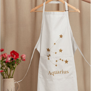 Delantal Acuario de oro del Rótulo Zodiaco moderno   Aire d
