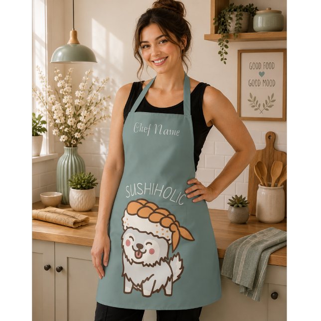 Delantal adicto al sushi, gato de sushi (Subido por el creador)