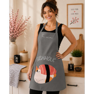 Delantal adicto al sushi, gato de sushi
