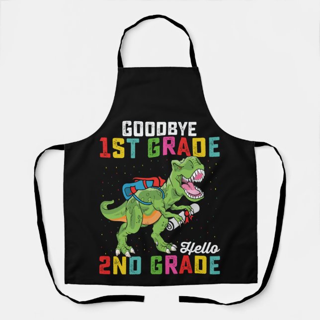 Delantal Adiós 1er Grado Hola 2do Grado T Rex Dinosaurio (Anverso)