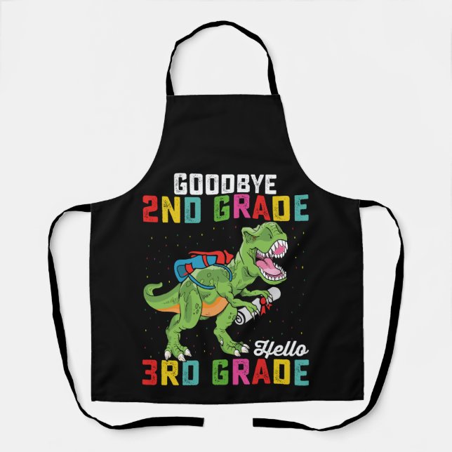 Delantal Adiós 2do Grado Hola 3er Grado T Rex Dinosaurio (Anverso)