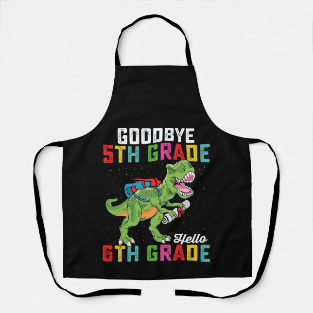 Delantal Adiós 5to Grado Hola 6to Grado T Rex Dinosaurio (Anverso)