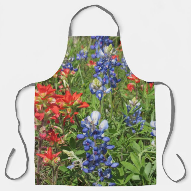 Delantal Adorable Apron Bluebonnets y pinceles indios (Anverso)