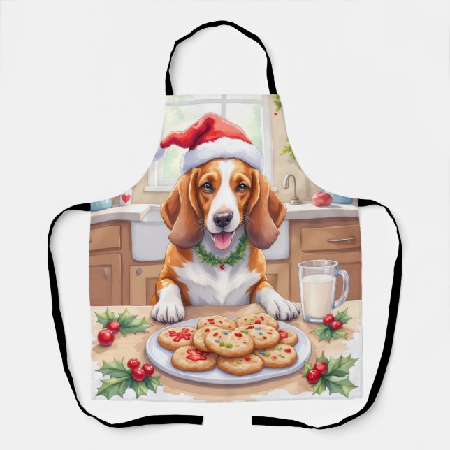Delantal Adorable Basset Hound Sneaking Christmas Cookies (Anverso)
