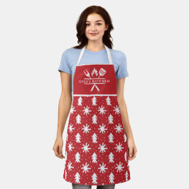 Delantal Adorable copos de nieve rojos blancos Pino Gigi Na