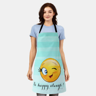 Delantal Adorable Emoji Winking Face-Be feliz siempre