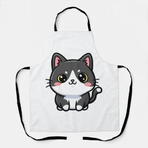 Delantal Adorable gatito kawaii blanco y negro