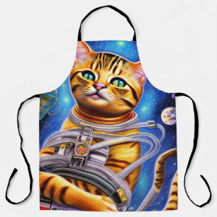 Delantal Adorable gato futurista astronauta