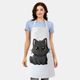 Delantal Adorable Gato Negro Kawaii