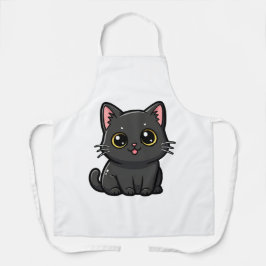 Delantal Adorable Gato Negro Kawaii