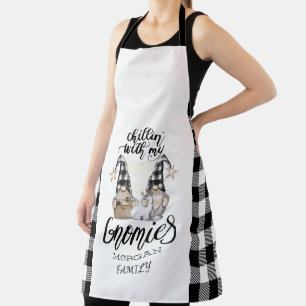 Delantal Adorable Gnomes Cute Gnomes Negro Tapado de Búfalo