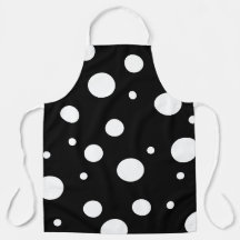 Delantal Adorable Negro con Lunares Blancos