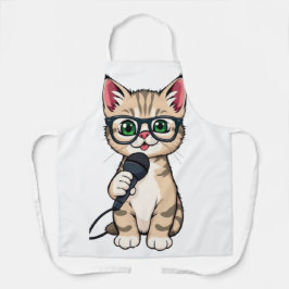 Delantal "Adorable Pegatina Personalizado de reporteros gat