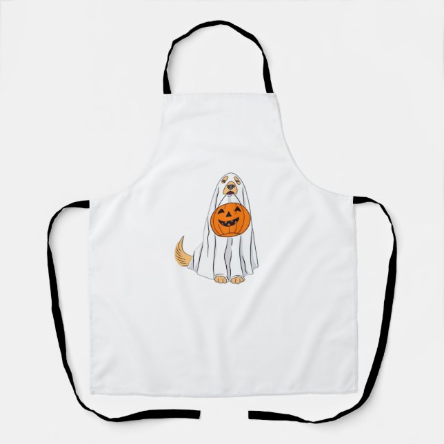 Delantal Adorable Spooky Golden Retriever Ghost Classic T-S (Anverso)