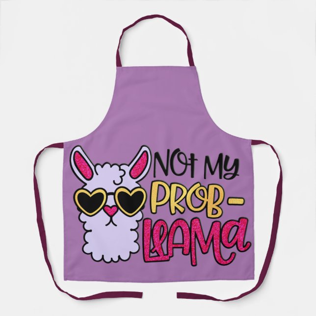 Delantal Adorables Lama Love Not My Probllama Purple (Anverso)
